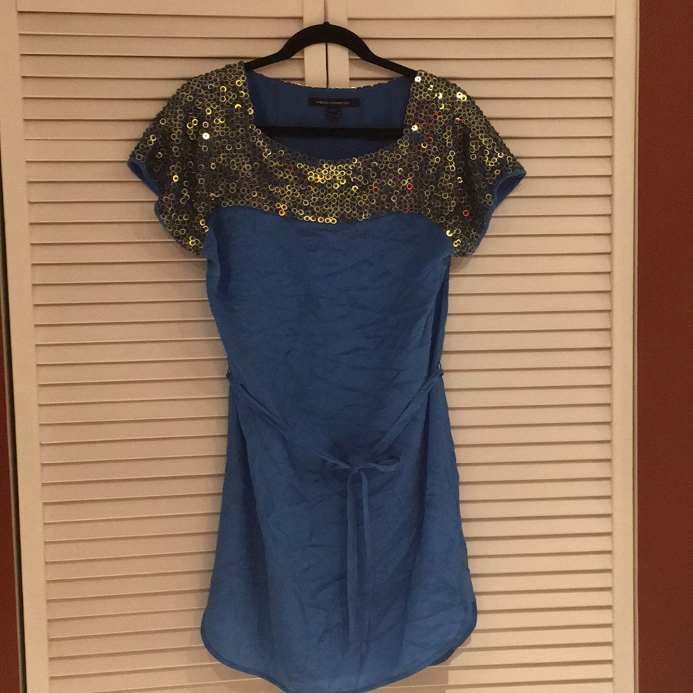 French connection tunic/dress belted blue size 8